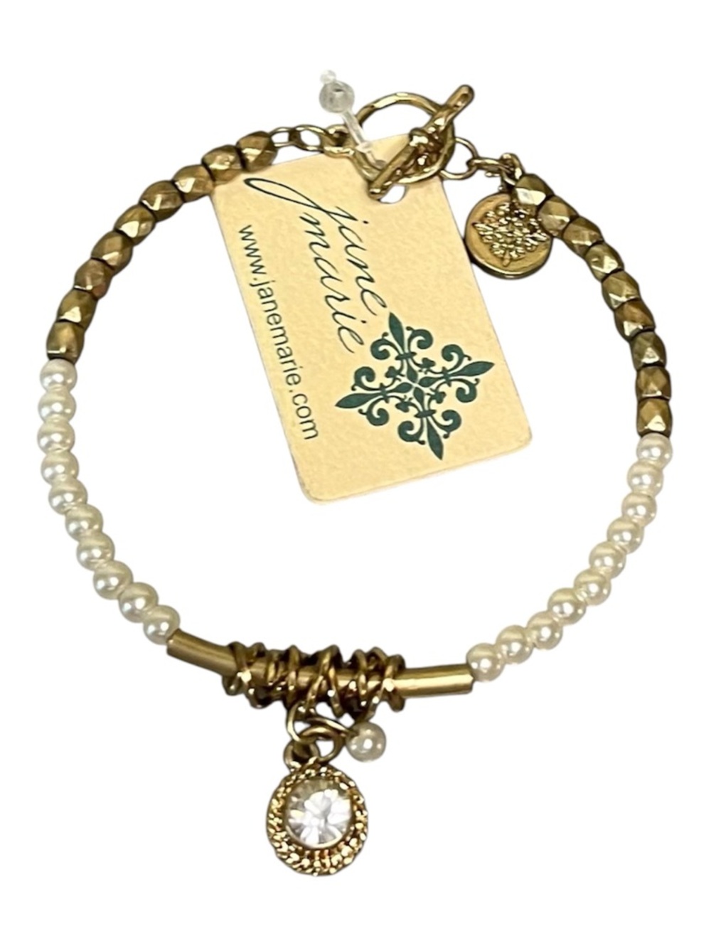 Jane Marie Gold and Pearl Charm Bracelet